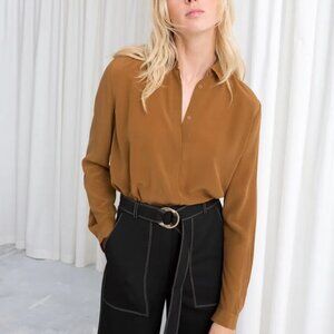 Other Stories Ginger Yellow Silk Blouse Sz Small